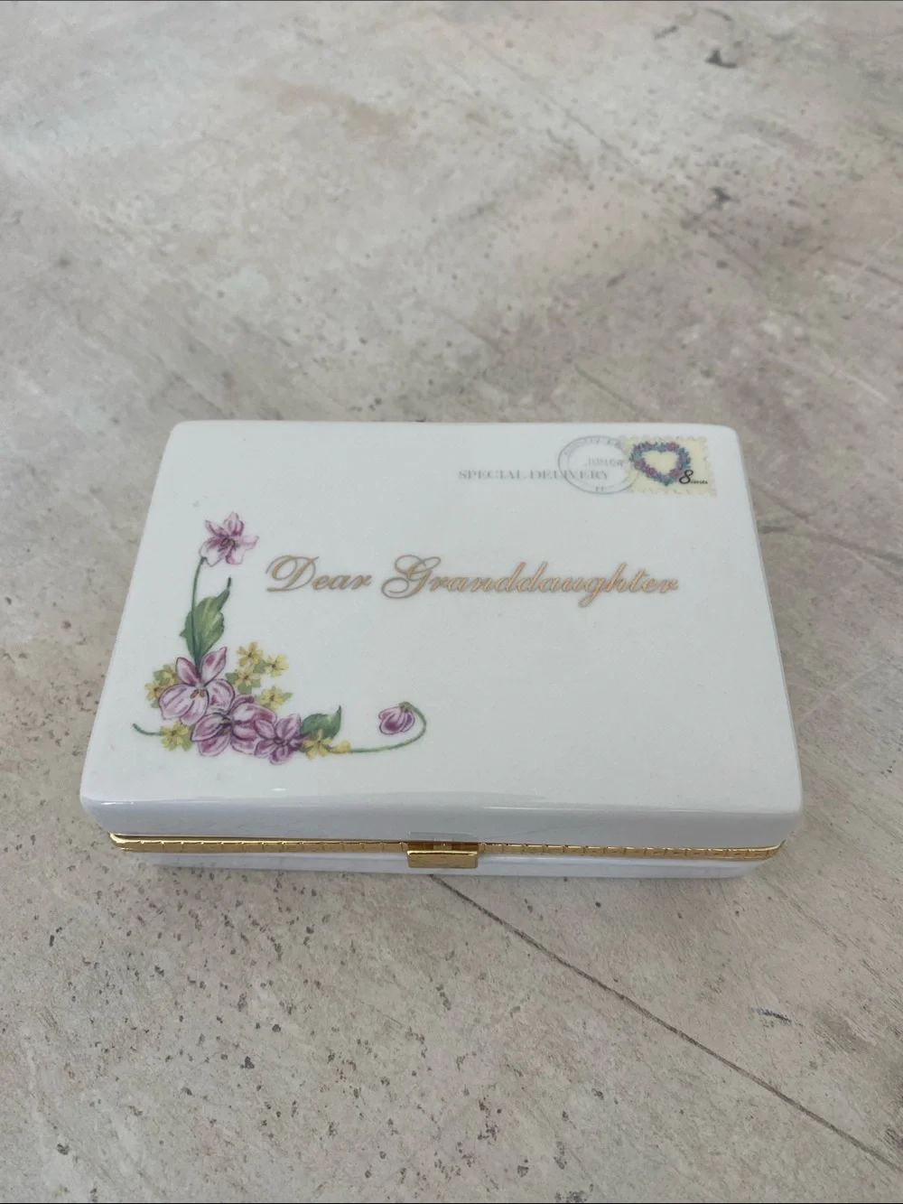 Dear Granddaughter Decorative Heirloom Porcelain Keepsake Music Box - Floral